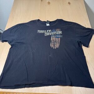 Y2K Harley Davidson T Shirt 3XL Mens Black Corpus Christi‎ Texas Pin Up